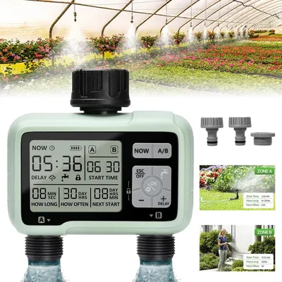 Produktbild von Bewässerungscomputer Bewässerungssystem Bewässerungstimer 2 Anschlüsse Wasseruhr