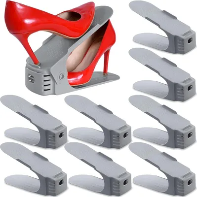 Produktbild von Verstellbare Schuhregale - platzsparend - 10 Stück - grau - Kunststoff