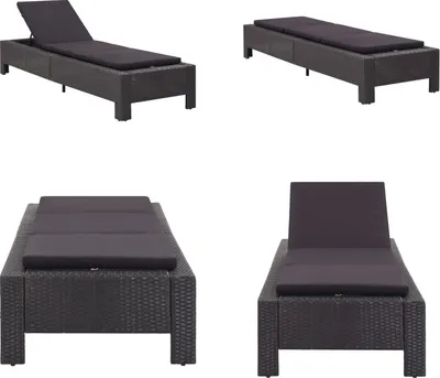 Produktbild von vidaXL Sonnenliege mit Auflage Schwarz Poly Rattan - Sonnenliege - Sonnenliegen - Gartenliege - Gartenliegen