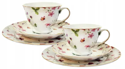 Productafbeelding van Koffieporselein 6 elem 2x kop 2x schoteltje 2x bord ontbijtbloem
