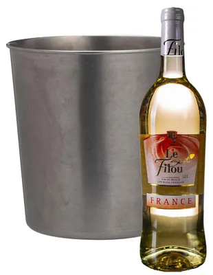 Produktbild von Champagner- und Weinflaschenkuhler/Eiskubel - titangrau - Edelstahl - 18 x 18 cm