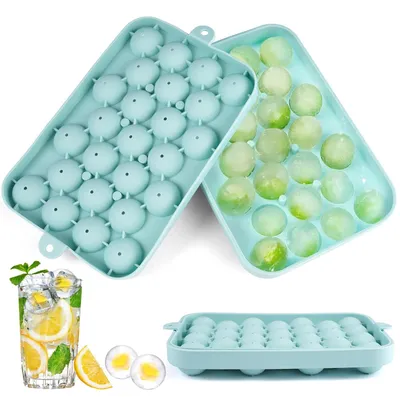 Runde Eiswürfelform 2er-Set, 18×12 cm, Silikon, mintgrün