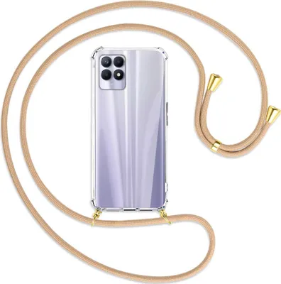 Produktbild von Handykette Backcover-Schutzhülle mit Band (Metall goldfarben) für Realme 8i - beige