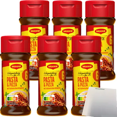 Produktbild von Maggi Würzmischung Nr. 6 Pasta & Pizza 6er Pack (6x60g Glas) + usy Block