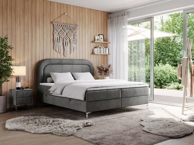Produktbild von Doppelbett, boxspringbett mit Multipocket-Matratze, zum Schlafzimmer - EIRA - 140x200cm - Dunkelgrau - H3