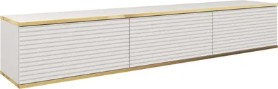 Produktbild von Hängendes TV Schrank - Modernes Design. Farbe: Weiss, D: L: 175 cm, H: 30 cm, T: 32 cm. TV Lowboard, TV Board, TV Sideboard Hängend, Wandschrank hängend