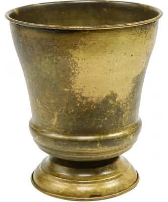 Produktbild von Vintage Übertopf Kelchvase Metall Messing-Optik Antik-Design Ø17cm H19cm für Blumendeko