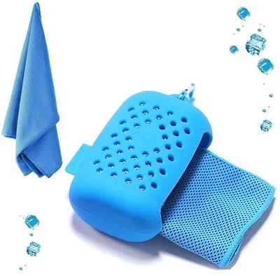 Image de Foulard d'extérieur, séchage rapide, rafraîchissant, 1 pièce, pour la randonnée, les voyages, le yoga, bleu ciel