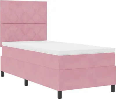 Obrázek produktu pro LED box pružinová postel s čelo Růžová 90 x 190 cm samet
