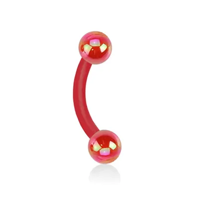 Produktbild von viva-adorno 1,2x10x4mm Piercing Banane Augenbrauenpiercing Kunststoff Kunststoff Kugeln in verschiedenen Farben und Größen Z306, rot