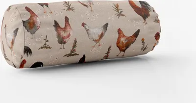 Produktbild von SCHÖNER LEBEN. Kissenhülle Chicken Farm Hühner natur braun Größe 15x40cm (ØxB) Nackenrolle 15x40cm (ØxB) Nackenrolle Größe