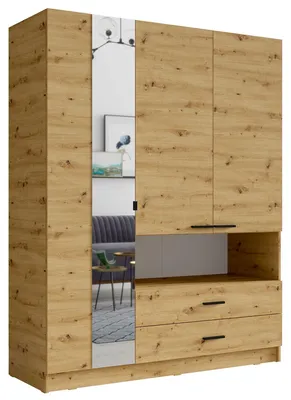 Produktbild von Kleiderschrank Turin Schlafzimmerschrank 158x54x200cm 3-türig Farbe wählbarEiche Artisan