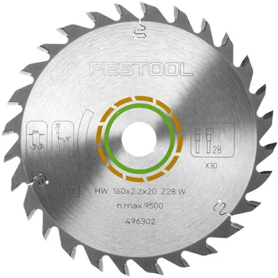 Image de Lame de scie circulaire Festool, carbure de tungstène (HW), 160 x 2,2 x 20, denture W28