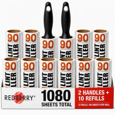 Produktbild von Fusselroller Flusenroller Fusselentferner - Set - 1080 Blätter - 2 Griffe - Für Kleidung und Teppich