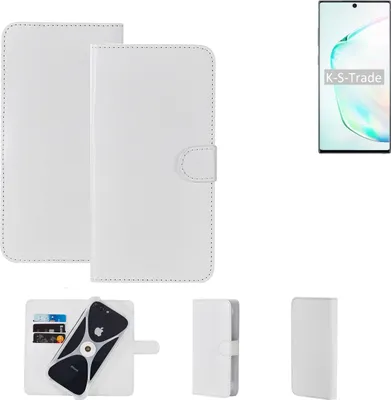 Produktbild von K-S-Trade Handy Hülle Schutz Hülle kompatibel mit Samsung Galaxy Note 10+ 5G Cover Case Bookstyle Bumper weiß 1x
