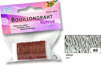 Produktbild von Boulliondraht, silber 0,3mm x 60m