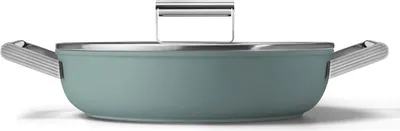 Produktbild von Smeg DPF2812EGM Pfanne, 28 cm, Keramik, Edelstahlgriffe, Smaragdgrün