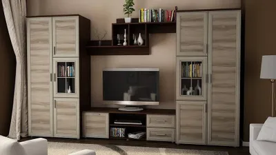 Produktbild von Meblast | Jowisz Wohnwand; Dunkles Sonoma / Trüffel Ulme - Premium Beschläge | Möbel, Eleganz, Design TV-Möbel, Große Anbauwand, Schrankwand, Wohnzimmer-Set, Sonoma Eiche