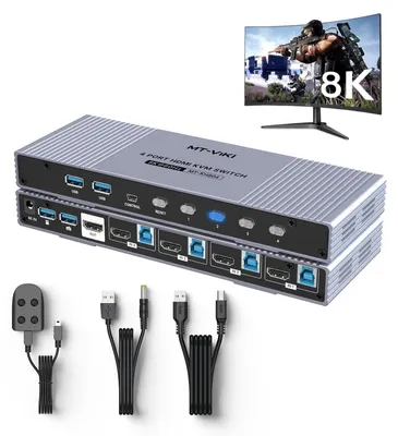 Zdjęcie produktu dla Przełącznik KVM HDMI 8K/60Hz, 4 porty - 4 komputery, 1 monitor