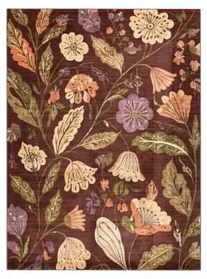 Produktbild von Waschbarer Teppich - Misty Flowers Braun