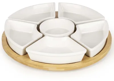 Productafbeelding van Serveerschaal | Serveerplank | 7 Delig | Draaibaar | 30 Cm | Bamboe