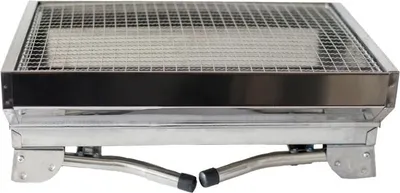 Produktbild von Mangal Angler, rostfrei mit Klappbeinen + 10 Spiesse/Edelstahl, Holzkohlegrill, Portable, Kompakt, BBQ