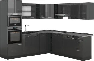 Produktbild von Eckküche Vicco R-Line Anthrazit Hochglanz 247 x 60 cm , AP Anthrazit, Model 53542