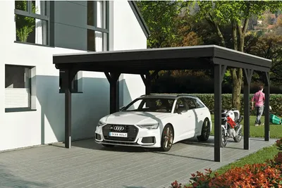 Produktbild von Einzelcarport SKAN HOLZ Grunewald inkl. Pfostenanker 427 x 554 cm anthrazit