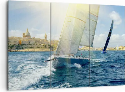 Produktbild von Bild auf Leinwand - Leinwandbild - Yacht Meer Welle - 105x70cm - Wand Bild - Wanddeko - Wandbilder - Leinwanddruck - Bilder - Kunstdruck - Wanddekoration - Leinwand bilder - Wandkunst - CE105x70-4038