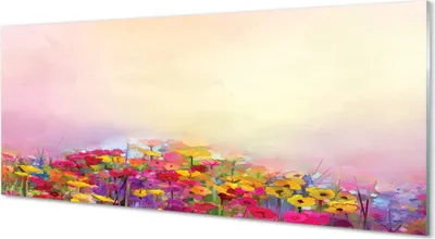 Produktbild von Glasbilder 125x50 Wandkunst Bild Blumen Himmel
