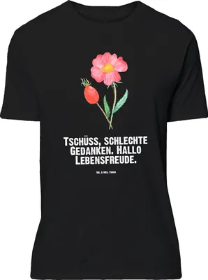 Produktbild von Mr. & Mrs. Panda T-Shirt Blume Hagebutte - Schwarz - Geschenk, Garten, oberteil, S, Lebensfreude, Lustiges, Shirt, Schlechte Gedanken, Tshirt
