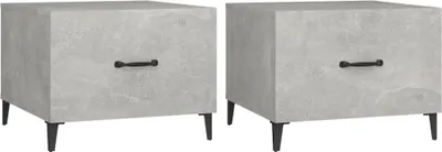 Produktbild von vidaXL Couchtische mit Metallbeinen 2 Stk. Betongrau 50x50x40 cm