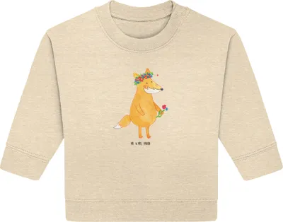 Produktbild von Mr. & Mrs. Panda Organic Baby Pullover Fuchs Blumen 6. - 12. Monat - Natural Raw - Geschenk, Blume, Liebe, Blumenliebe, Bullover, Boho, Ich