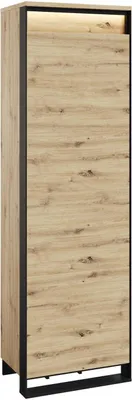 Produktbild von Kleiderschrank QUANT QG-01 mit LED-Beleuchtung Drehtürenschrank 60 x 200 cm Mehrzweckschrank Schrank Push-to-Open Loft (Artisan Eiche / Schwarz)