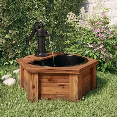 Zdjęcie produktu dla vidaXL Fontanna ogrodowa z pompą 57x57x53 cm z litego drewna jodłowego
