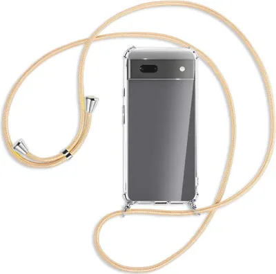 Produktbild von Handykette Backcover-Schutzhülle mit Band (Metall silberfarben) für Google Pixel 6a - Goldkordel