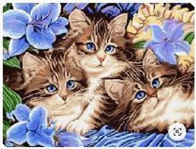 Produktbild von "Malen nach Zahlen: Katze mit Blumen, Lila, 50x40 cm, auf Leinwand, gerahmt. Kreatives Hobby."