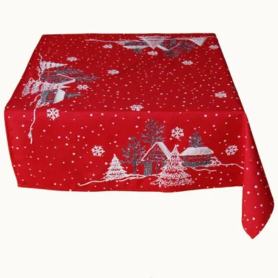 Produktbild von Tischwäsche Stickerei Winterdorf 85 x 85 cm - rot