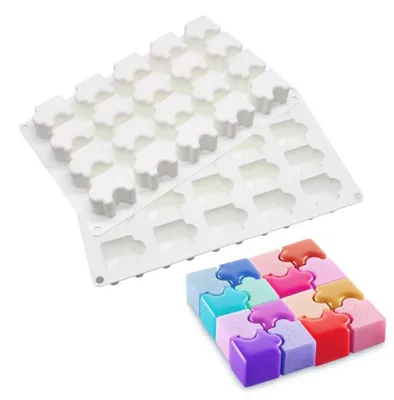 Productafbeelding van Siliconen vorm voor mousse taart, 20 kuiltjes, geschikt voor het maken van puzzelachtige desserts, zelf te maken, hittebestendig
