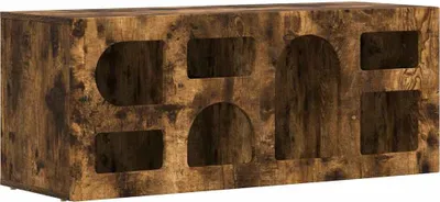 Image de vidaXL Meuble TV ELST, 100 x 35 x 40 cm, bois composite imitation chêne fumé