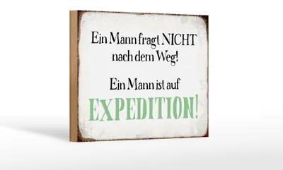Produktbild von Holzschild Spruch 18x12cm Mann fragt nicht nach dem Weg