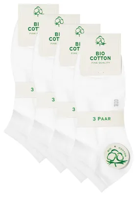 Produktbild von TEXEMP Sneaker Socken Bio Baumwolle 6-18 Paar Herren Damen Kurzsocken Quarter | B135 - 43-46 - Weiß - 6er Pack