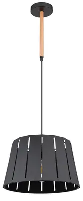 Produktbild von Pendellampe, Metall, schwarz braun matt, Holzoptik, D 35 cm