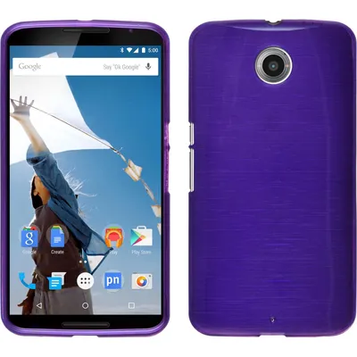 Produktbild von PhoneNatic Case kompatibel mit Google Nexus 6 - lila Silikon Hülle brushed + 2 Schutzfolien