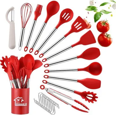 Immagine prodotto di Set di utensili da cucina, antiaderente, resistente al calore, in silicone, taglierina sottile