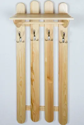 Produktbild von Garderobe Kiefer massiv Vollholz natur Junco 345 - Abmessungen: 125 x 50 x 33 cm  (H x B x T)