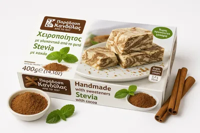 Produktbild von Kandylas Halva Kakao mit Stevia 400 g Traditionelle Griechische Süßigkeit