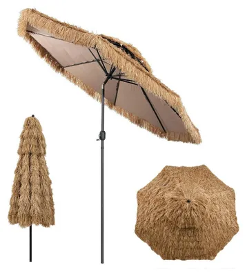 Produktbild von Sonnenschirm Hawaii Ø 300 cm knickbar mit Kurbel Doppeldach Sonnenschutz Terrassenschirm klappbar für Strand Balkon Garten