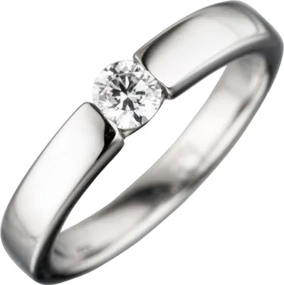 Produktbild von Solitär Ring Damenring weiße Zirkonia 925 Sterlingsilber rhodiniert Silberring Innenumfang 56mm  Ø17.8mm