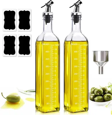 Productafbeelding van Set van 2 glazen olie- en azijnflessen van 500 ml